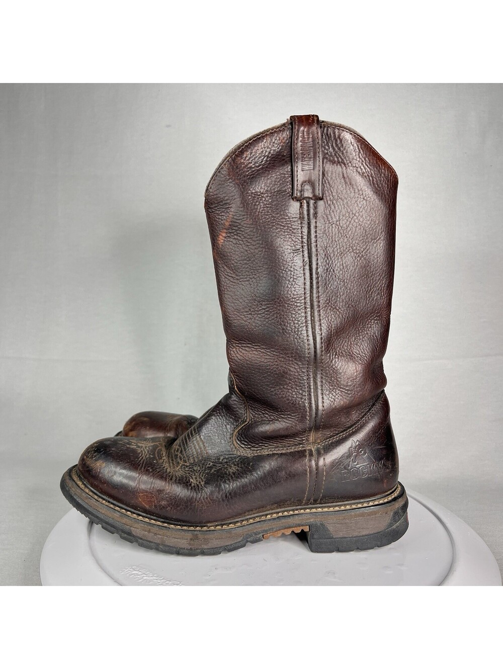 Rocky Wichita Western Mens Boots Sz 10 W Brown Leather Waterproof #2713 EUC